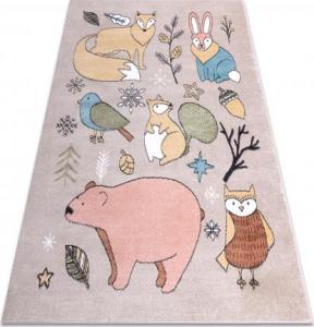 Dywany Łuszczów Dywan FUN Forester dla dzieci, zwierzęta, las beż, 80x150 cm 1