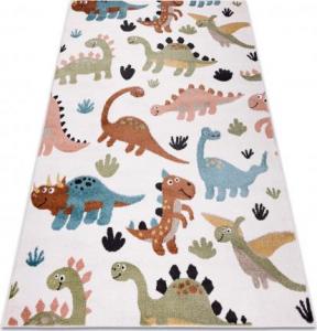Dywany Łuszczów Dywan FUN Dino dla dzieci, dinozaury krem, 80x150 cm 1