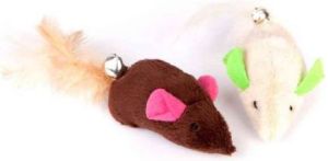Dingo zabawka dla kota myszki 2 szt. pluszowe brązowa + ecru - 21259 1