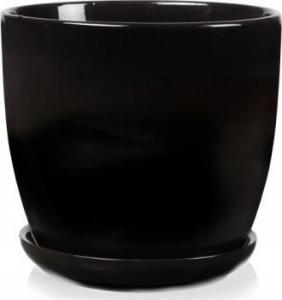 Polnix Doniczka ceramiczna z podstawką 13 cm czarna 1
