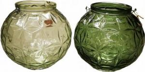 Boltze Świecznik szklany dekoracyjny kula zielony 21 cm 1