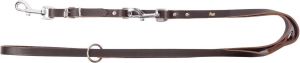 Dingo Skórzana przedłużana nitowana 2.0/110-200cm z wymiennym karabińczykiem Brązowa (10245) 1