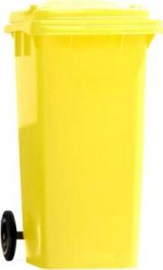 PSB Kosz na śmieci na plastik żółty na kółkach 240 l 1