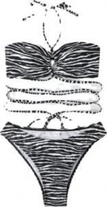 Pan i Pani Gadżet Strój kąpielowy bikini wiązany bandeau zebra 1