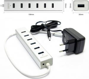HUB USB Unitek Aluminiowy 7x USB 2.0 + zasilacz (Y-2183) 3