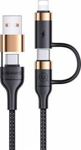 Kabel USB Usams USB-A - USB-C + Lightning 1.2 m Czarny (Usa001137) 1