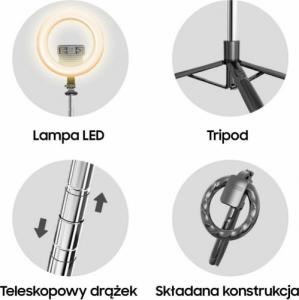 Usams USAMS Uchwyt na telefon z lampą LED tripod czarny/black ZB241ZJ01 (US-ZB241) 3