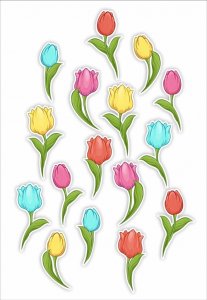LearnHow Dekoracje okienne dwustronne - Tulipany 02 16szt 1