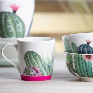 Ambition Kubek porcelanowy z silikonową podstawką Cactus 320 ml różowy AMBITION 1