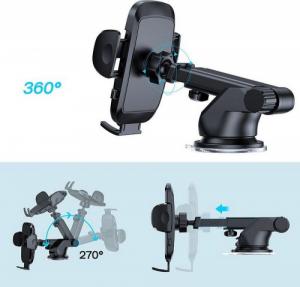 Joyroom Uchwyt Samochodowy Na Telefon z Teleskopowym Wysuwanym Ramieniem na Deskę Rozdzielczą i Szybę Czarny 3