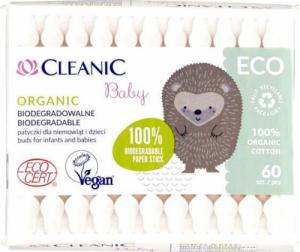Cleanic Bawełniane Patyczki dla dzieci i niemowląt Organic 60 szt. Cleanic 1