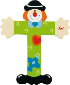 Sevi Drewniana literka T, Klaun (81756) 2