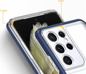 Hurtel Clear 3in1 etui do Samsung Galaxy S21 Ultra 5G żelowy pokrowiec z ramką niebieski 4