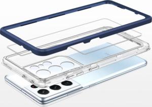 Hurtel Clear 3in1 etui do Samsung Galaxy S21 Ultra 5G żelowy pokrowiec z ramką niebieski 5