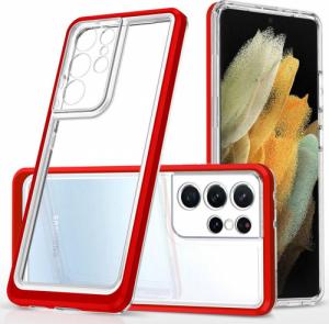 Hurtel Clear 3in1 etui do Samsung Galaxy S22 Ultra żelowy pokrowiec z ramką czerwony 1