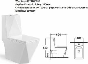 Zestaw kompaktowy WC INDES JEDNOLITY ZŁOTY POŁYSK KOMPAKT WC + DESKA WOLNOOPADAJĄCA 7