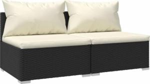 vidaXL 2-cz. zestaw wypoczynkowy do ogrodu, poduszki, czarny rattan PE 2