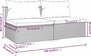 vidaXL 2-cz. zestaw wypoczynkowy do ogrodu, poduszki, czarny rattan PE 4