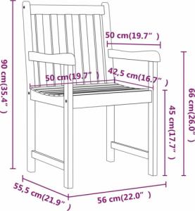 vidaXL Krzesła ogrodowe, 2 szt., lite drewno akacjowe 8