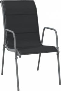 vidaXL Krzesła ogrodowe, 2 szt., stal i tworzywo textilene, czarne 3