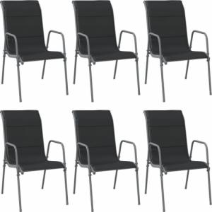 vidaXL Krzesła ogrodowe, 6 szt., stal i tworzywo textilene, czarne 2