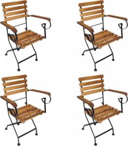 vidaXL Składane krzesła ogrodowe, 4 szt., stal i lite drewno akacjowe 1