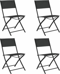 vidaXL Składane krzesła ogrodowe, 4 szt., czarne, stal i textilene 1