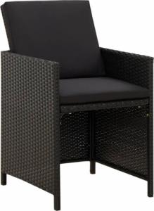 vidaXL Krzesła ogrodowe z poduszkami, 4 szt., polirattan, czarne 2