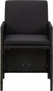 vidaXL Krzesła ogrodowe z poduszkami, 4 szt., polirattan, czarne 3