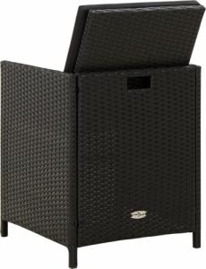 vidaXL Krzesła ogrodowe z poduszkami, 4 szt., polirattan, czarne 4