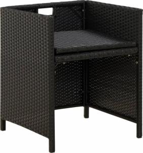 vidaXL Krzesła ogrodowe z poduszkami, 4 szt., polirattan, czarne 5