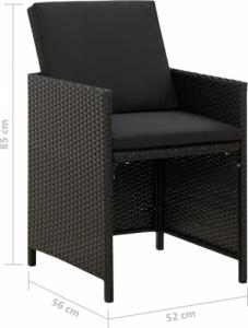 vidaXL Krzesła ogrodowe z poduszkami, 4 szt., polirattan, czarne 7