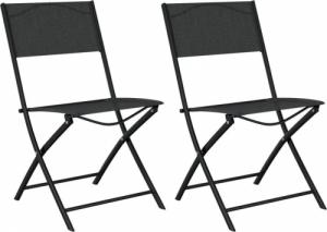 vidaXL Składane krzesła ogrodowe, 2 szt., czarne, stal i textilene 1