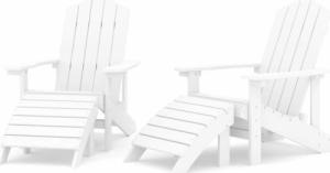 vidaXL Krzesła ogrodowe Adirondack z podnóżkami, 2 szt., HDPE, białe 2