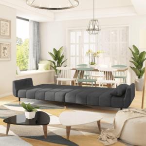 vidaXL 2-osobowa kanapa z 2 poduszkami, ciemnoszara, aksamitna 3