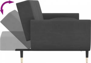vidaXL 2-osobowa kanapa z 2 poduszkami, ciemnoszara, aksamitna 6