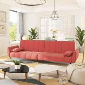 vidaXL 2-osobowa kanapa z 2 poduszkami, różowa, aksamitna 1