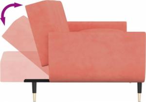 vidaXL 2-osobowa kanapa z 2 poduszkami, różowa, aksamitna 5