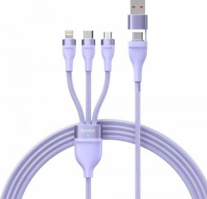 Kabel USB Baseus USB-A + USB-C - USB-C + microUSB + Lightning 1.2 m Fioletowy (CASS030105) 1