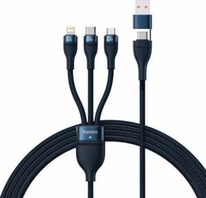 Kabel USB Baseus USB-A + USB-C - USB-C + microUSB + Lightning 1.2 m Granatowy (CASS030103) 1