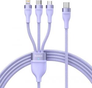 Kabel USB Baseus USB-C - USB-C + microUSB + Lightning 1.5 m Fioletowy (CASS030205) 1