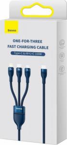 Kabel USB Baseus USB-C - USB-C + microUSB + Lightning 1.5 m Niebieski (CASS030203) 2