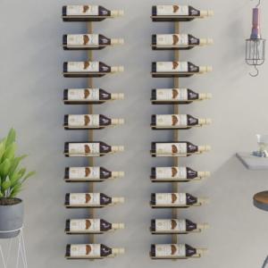 vidaXL vidaXL Uchwyty ścienne na 10 butelek wina, 2 szt., złote, metalowe 1