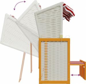 vidaXL vidaXL Kosz plażowy z poduszkami, rattan PE i drewno, czerwono-biały 9
