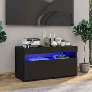vidaXL vidaXL Szafka pod TV z oświetleniem LED, czarna, 75x35x40 cm 1
