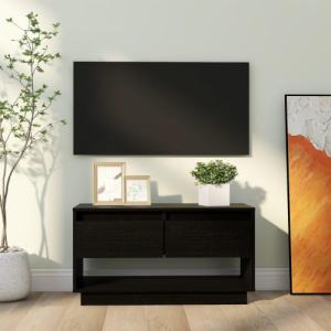 vidaXL vidaXL Szafka pod TV, czarna, 74x34x40 cm, lite drewno sosnowe 1