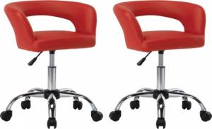 vidaXL Krzesła stołowe, 2 szt., czerwone, obite sztuczną skórą 1
