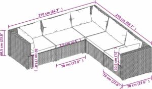 vidaXL vidaXL 5-cz. zestaw wypoczynkowy do ogrodu, poduszki, rattan PE, brąz 5