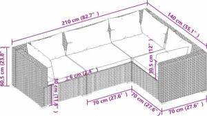 vidaXL vidaXL 4-cz. zestaw wypoczynkowy do ogrodu, poduszki, rattan PE, brąz 5