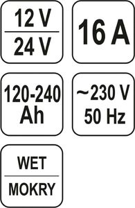 Yato Prostownik ze wspomaganiem rozruchu 12/24V 16A 240Ah YT-8304 2
